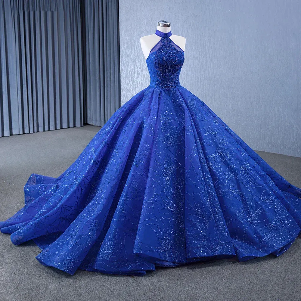 Royal Blue Ball Gown Halter Sleeveless Quinceanera Dress sold by KissProm product image thumbnail 4