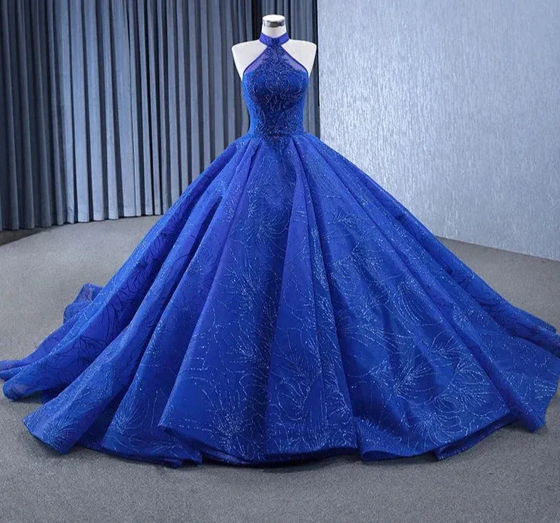 Royal Blue Ball Gown Halter Sleeveless Quinceanera Dress sold by KissProm