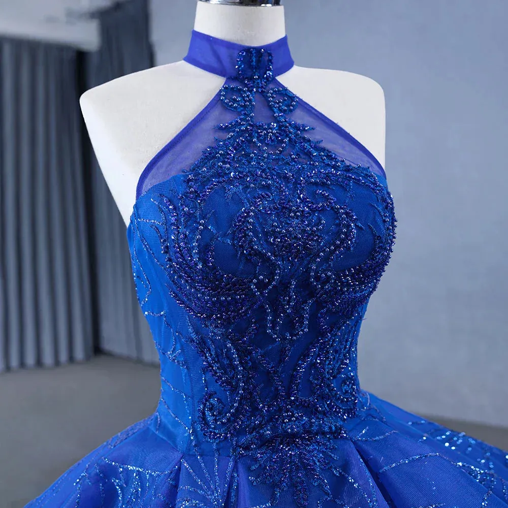 Royal Blue Ball Gown Halter Sleeveless Quinceanera Dress sold by KissProm product image thumbnail 5