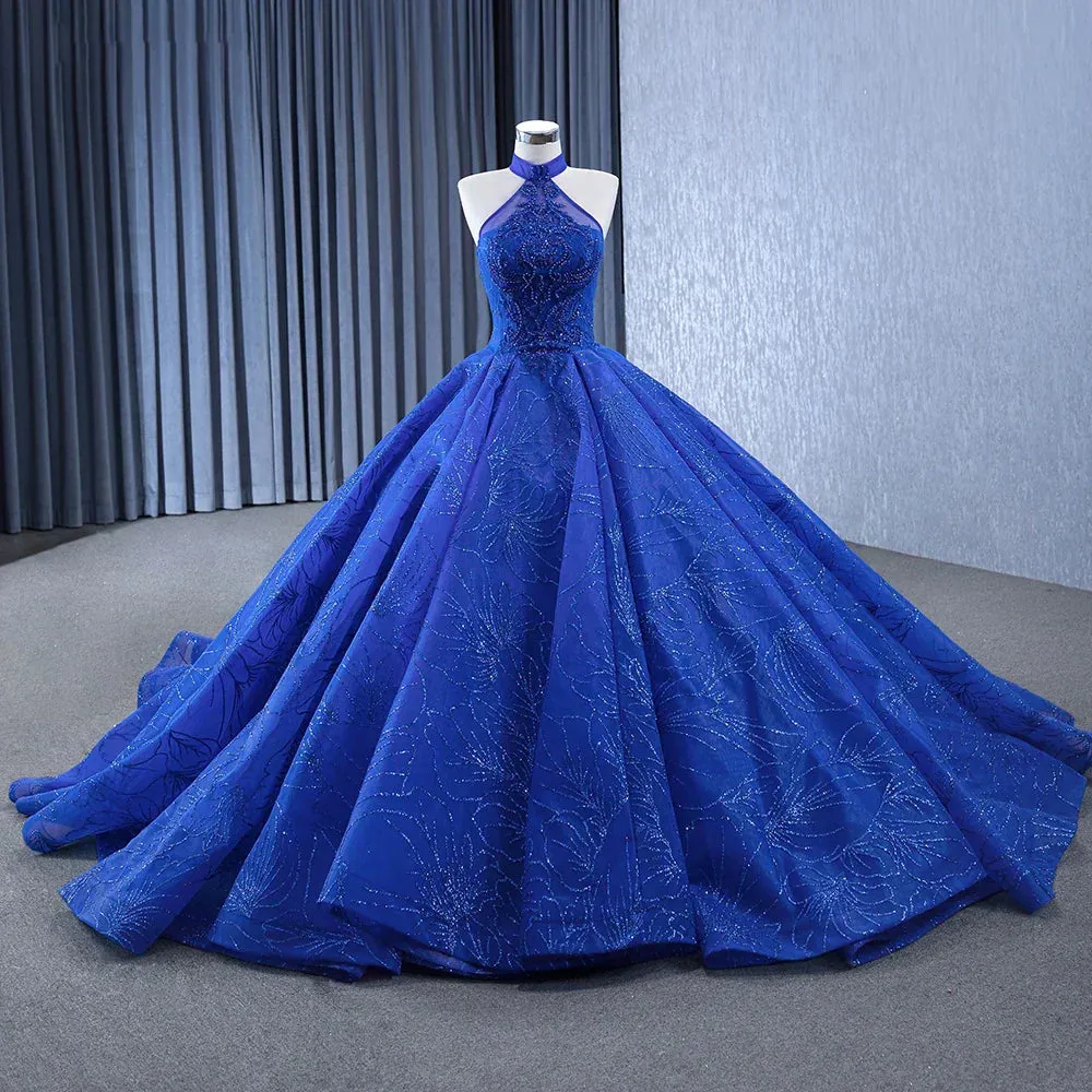 Royal Blue Ball Gown Halter Sleeveless Quinceanera Dress sold by KissProm product image thumbnail 3