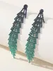 Green Gradient Rhinestones Tassel Long Chain Earrings sold by KissProm