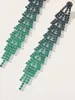 Green Gradient Rhinestones Tassel Long Chain Earrings sold by KissProm