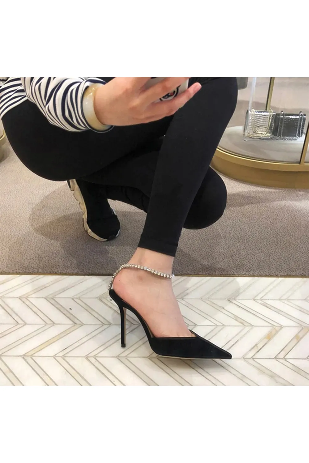 Off White Stiletto Ankle High Heel Sandals sold by KissProm product image thumbnail 5