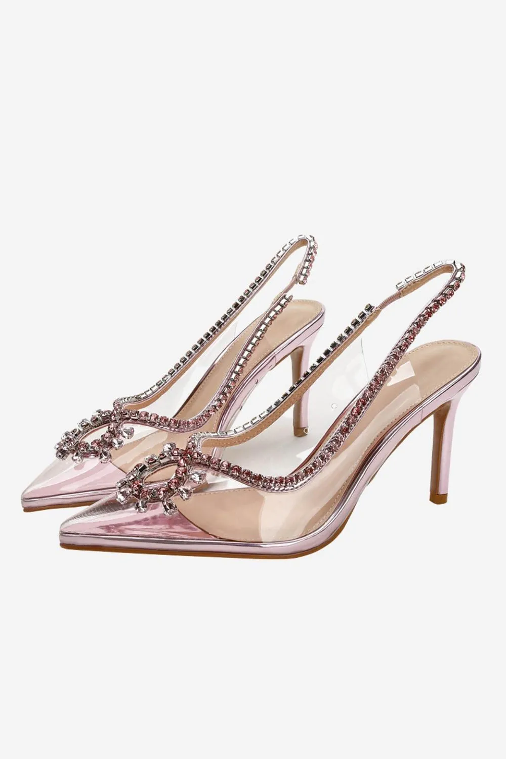 Rhinestone Pink Pointed Toe Stiletto Sandals sold by KissProm product image thumbnail 3