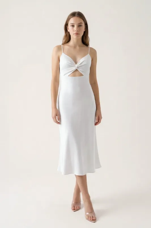 Twist Front Cut-Out Midi Graduation Dress made by KissProm