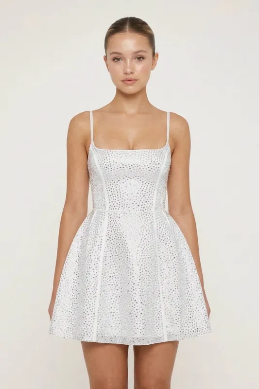 A-Line Beaded White Mini Graduation Dress made by KissProm