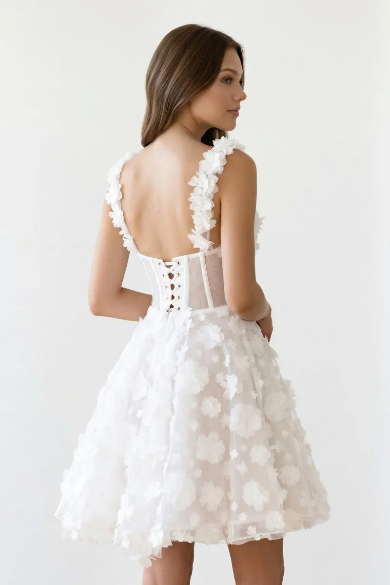 Ivory A-Line Sweetheart Lace Graduation Dress With 3D Flower sold by KissProm product image thumbnail 2