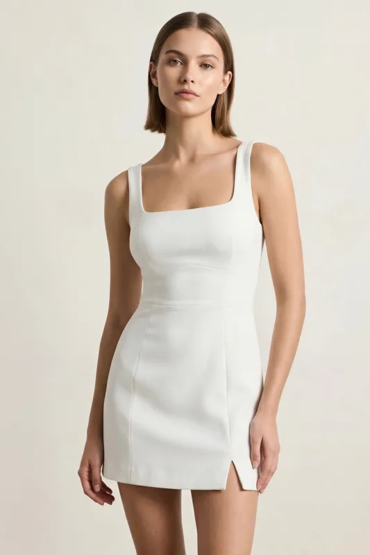Ivory Square Neck Sheath Graduation Dress made by KissProm