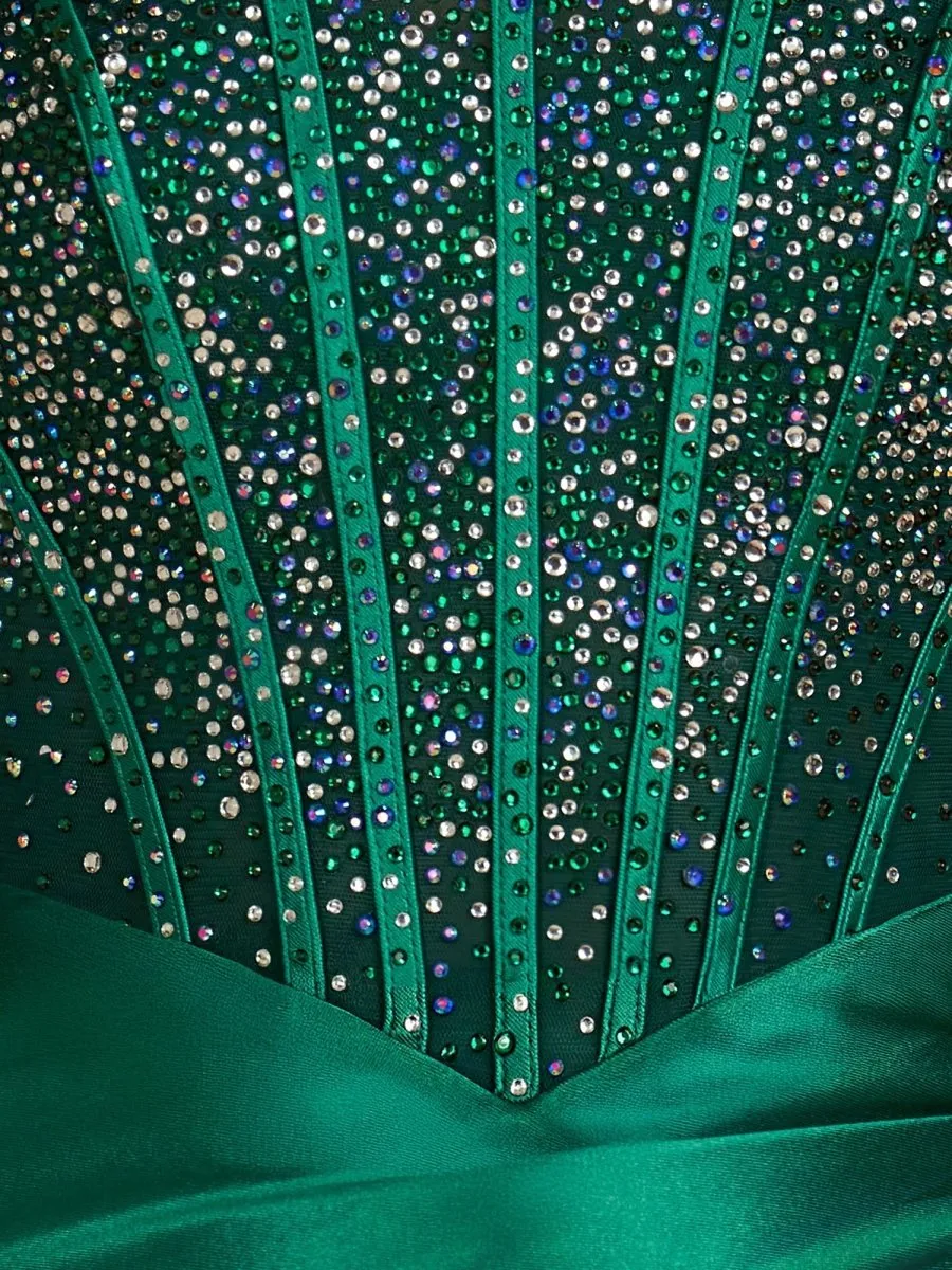 Dark Green - Bodycon Strapless Satin Corset Homecoming Dresses With Beads sold by KissProm product image thumbnail 5