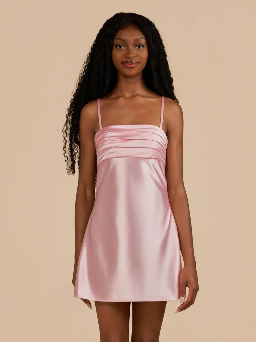 Pink - Sheath Spaghetti Straps Satin Homecoming Dress sold by KissProm product image thumbnail 3