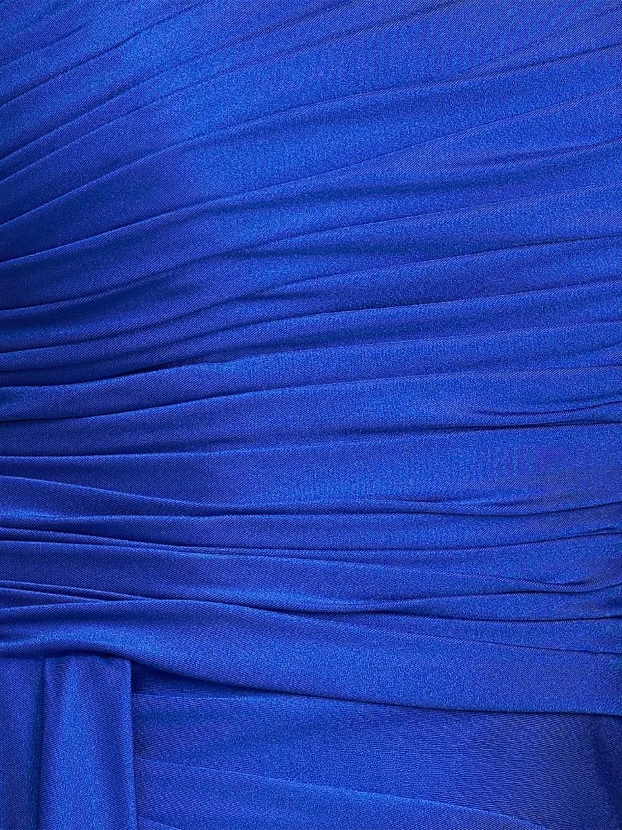 Royal Blue - Sheath One Shoulder Pleated Satin Homecoming Dress with Drape sold by KissProm product image thumbnail 5