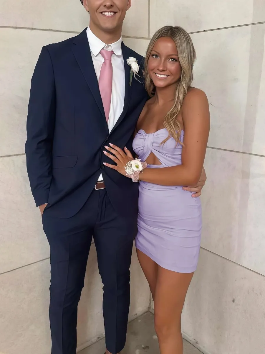 Lavender - Strapless Sheath Short Homecoming Dresses sold by KissProm