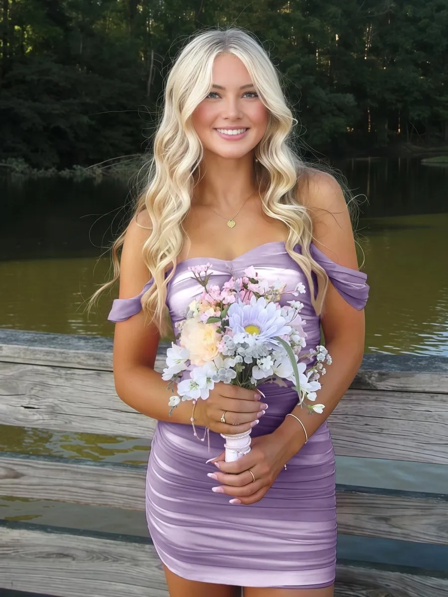 Lilac - Off The Shoulder Tulle Short Homecoming & Cocktail Dresses sold by KissProm