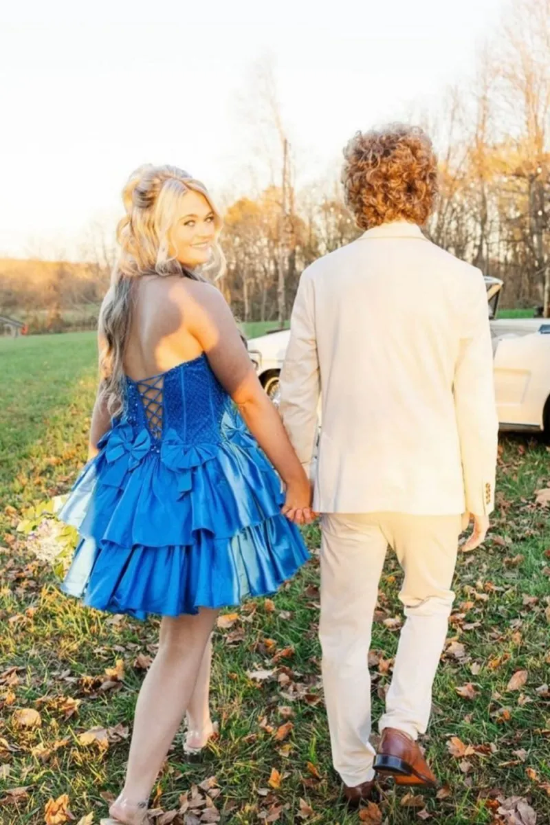 Royal Blue - Strapless Sequins A-Line Homecoming Dress With Bow sold by KissProm product image thumbnail 2