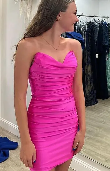 Boydcon Sweetheart Fuchsia Short Homecoming Dress with Ruched sold by KissProm product image thumbnail 2