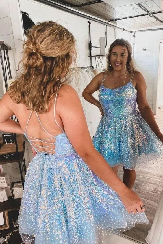 Hot Pink Sequins A-Line Homecoming Dress sold by KissProm product image thumbnail 3