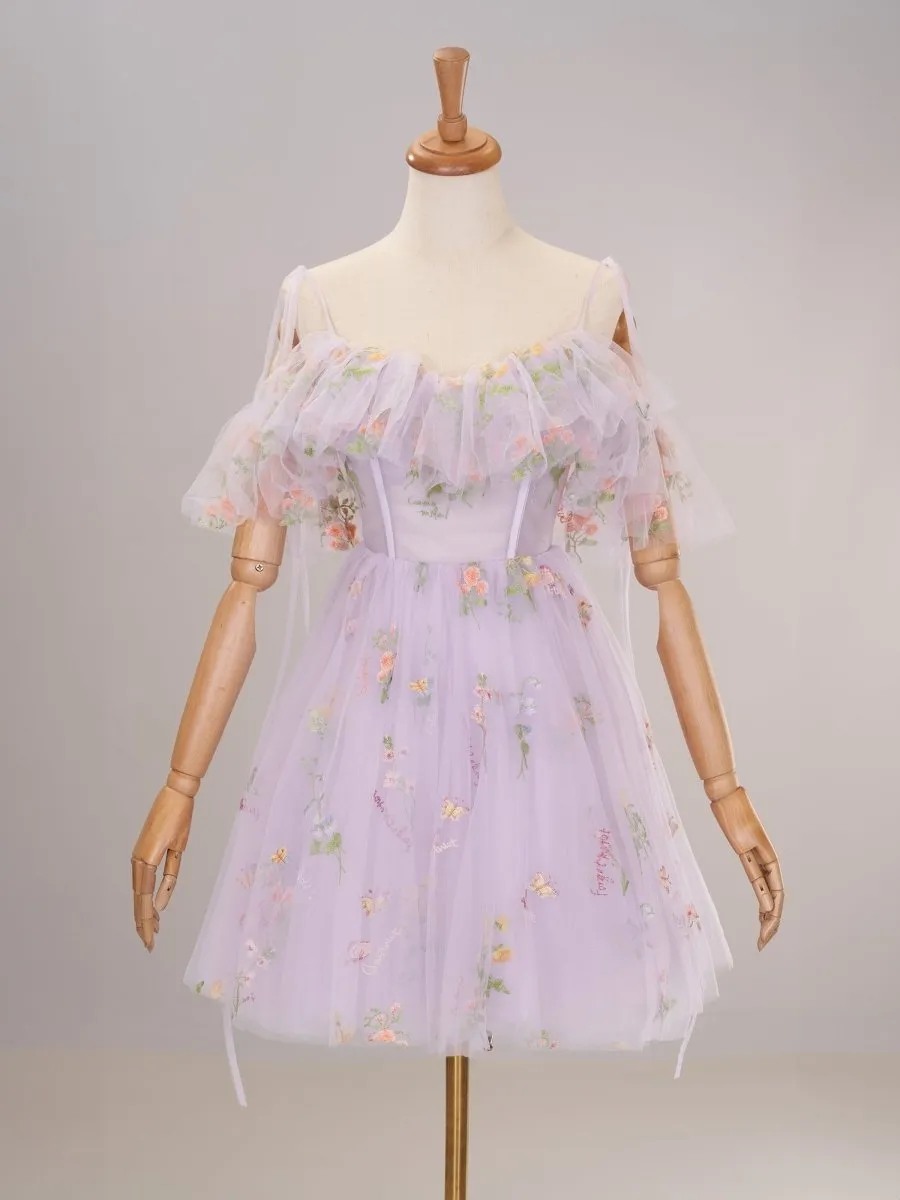 Lavender Off the Shoulder Corset Homecoming Dress with Ruffles sold by KissProm product image thumbnail 3