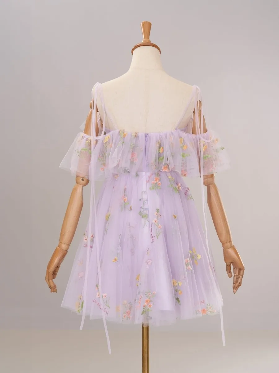 Lavender Off the Shoulder Corset Homecoming Dress with Ruffles sold by KissProm product image thumbnail 4