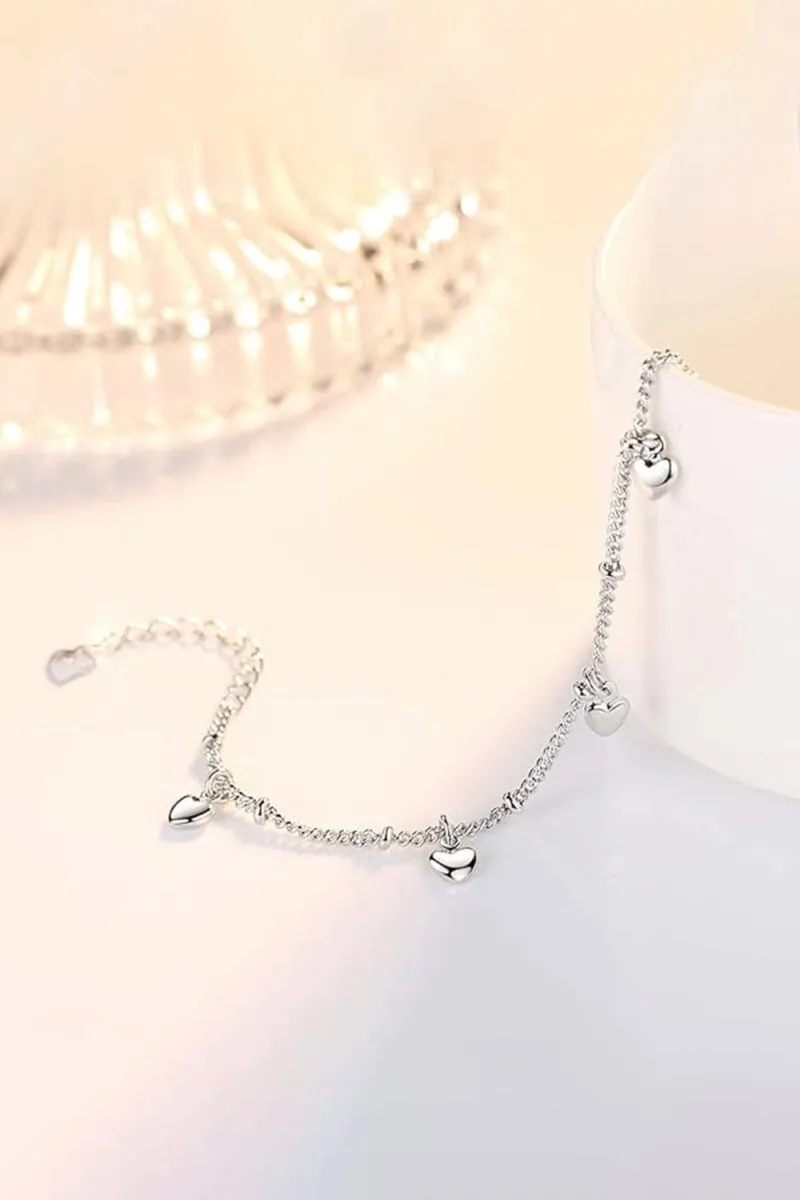 Silver Love Heart Pendant Bracelets sold by KissProm product image thumbnail 3