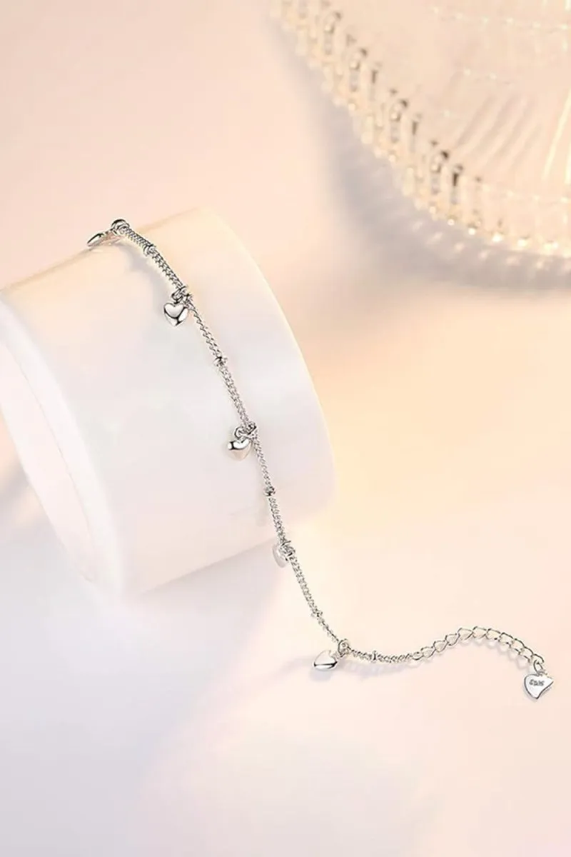 Silver Love Heart Pendant Bracelets sold by KissProm product image thumbnail 4