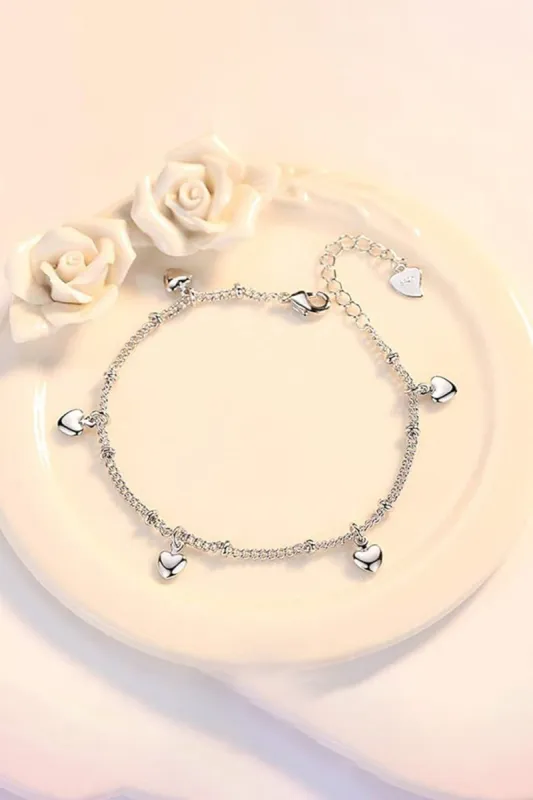 Silver Love Heart Pendant Bracelets made by KissProm