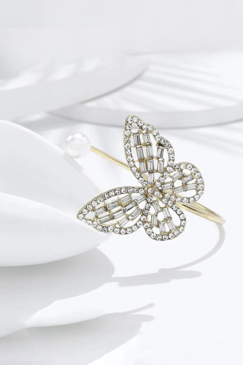 Hollow Crystal Butterfly Open Bracelet sold by KissProm