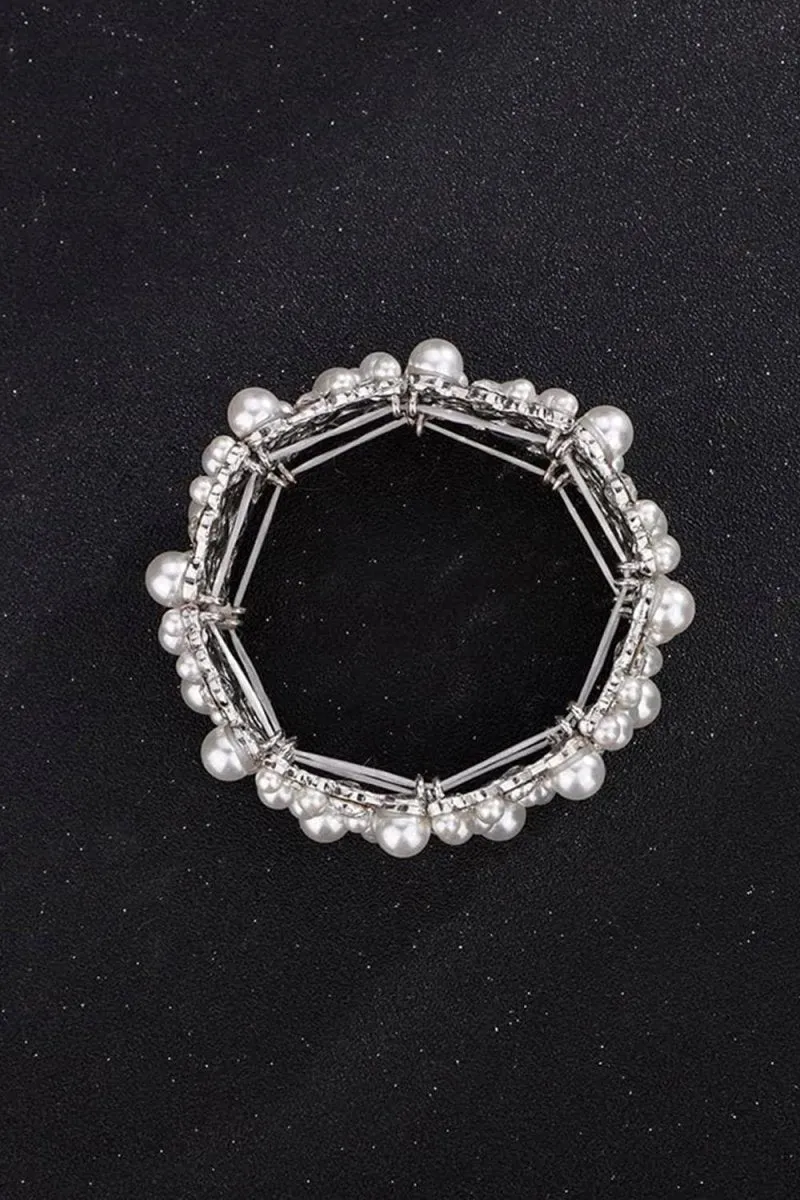 Silver Pearl Stretch Bracelets with Rhinestone sold by KissProm product image thumbnail 3