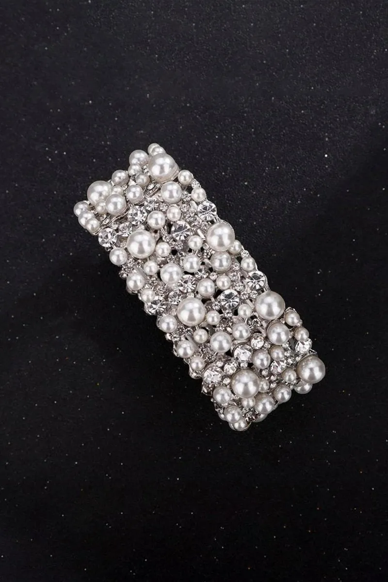 Silver Pearl Stretch Bracelets with Rhinestone sold by KissProm product image thumbnail 4