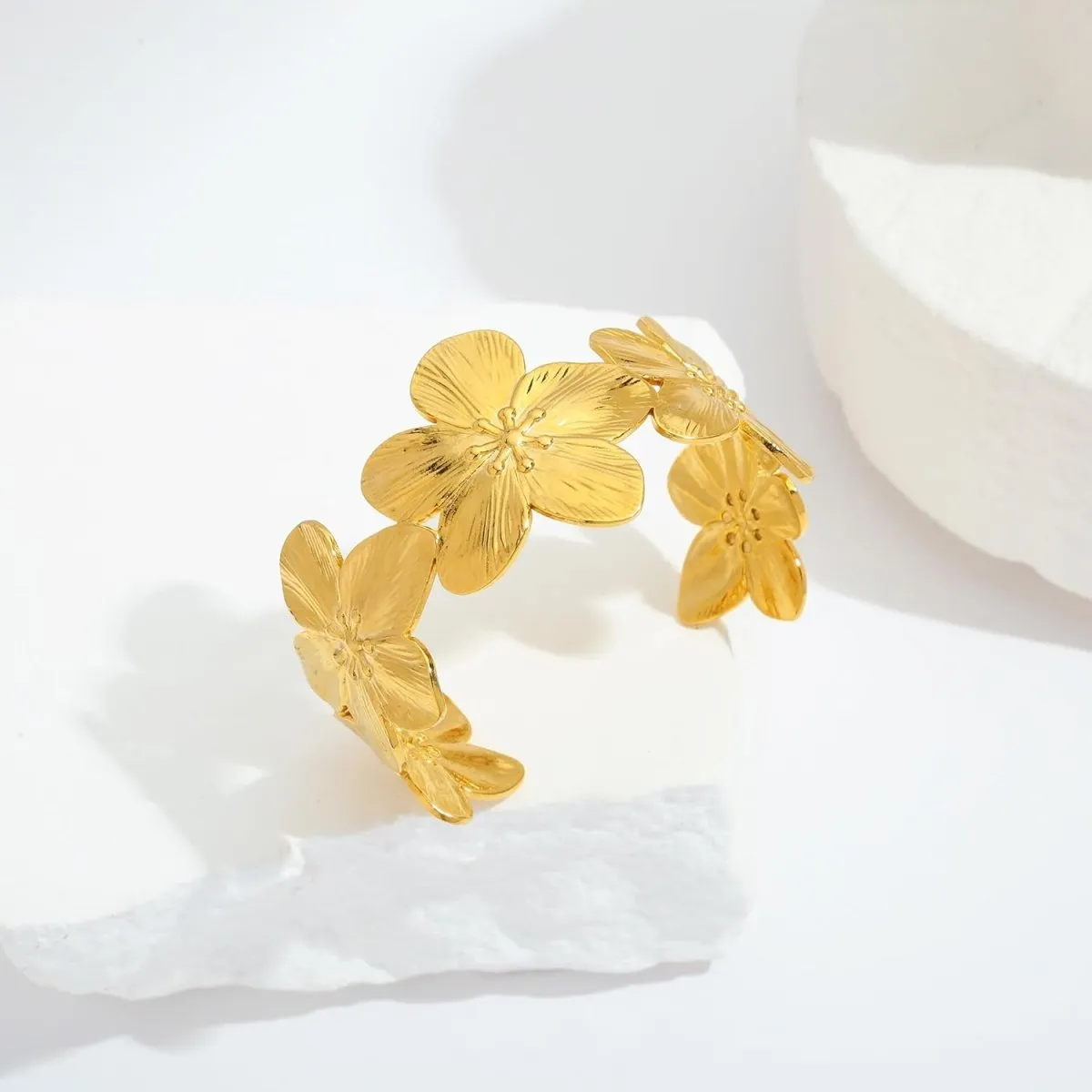 Boho Floral Chunky Wide Open Bracelets sold by KissProm product image thumbnail 2