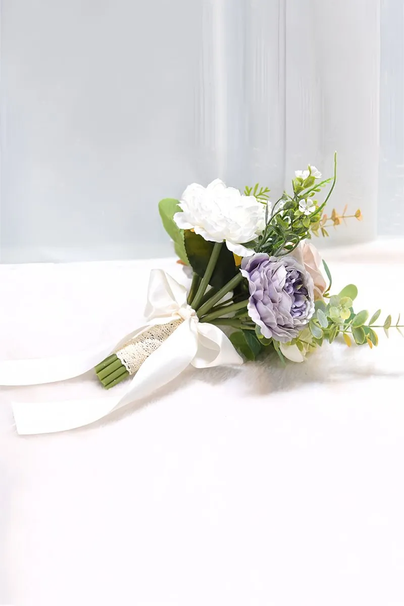 Artificial Rose Peony Cascade Wedding Flower Bouquets with Ribbons sold by KissProm product image thumbnail 3