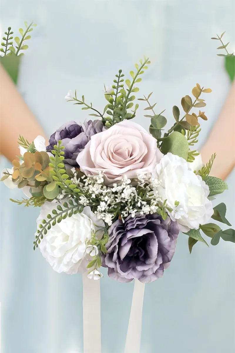 Artificial Rose Peony Cascade Wedding Flower Bouquets with Ribbons sold by KissProm product image thumbnail 2