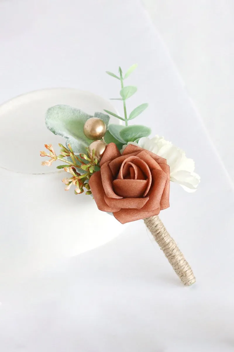 Artificial Silk Roses Wedding Bridesmaid Boutonniere sold by KissProm product image thumbnail 4