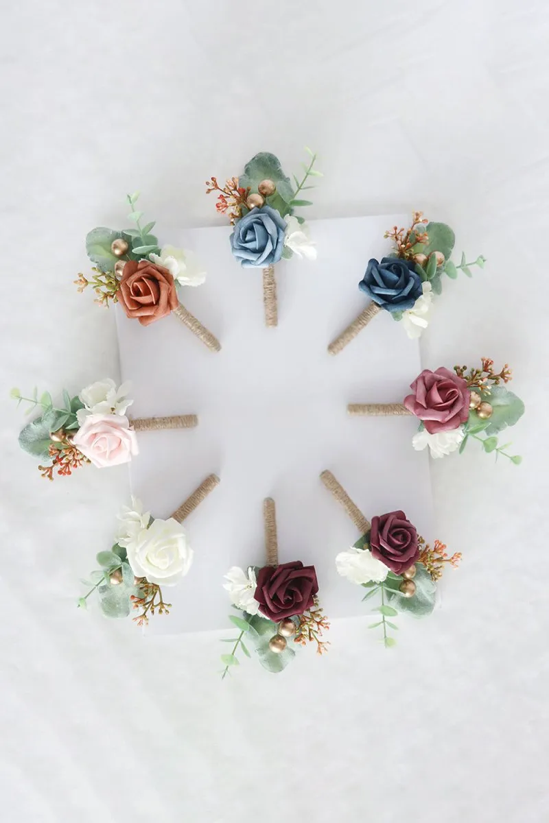Artificial Silk Roses Wedding Bridesmaid Boutonniere sold by KissProm