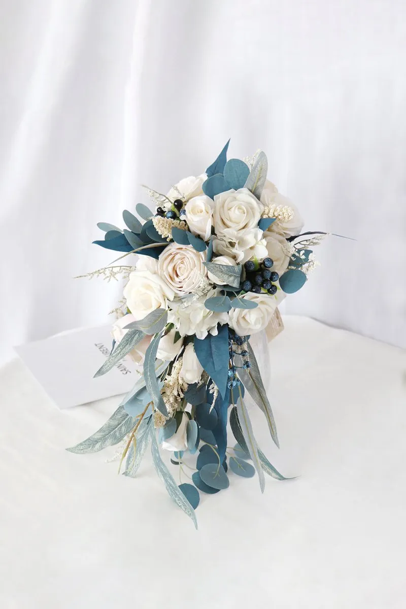 Artificial Cascade Silk Roses Wedding Bridal Bouquets sold by KissProm product image thumbnail 3