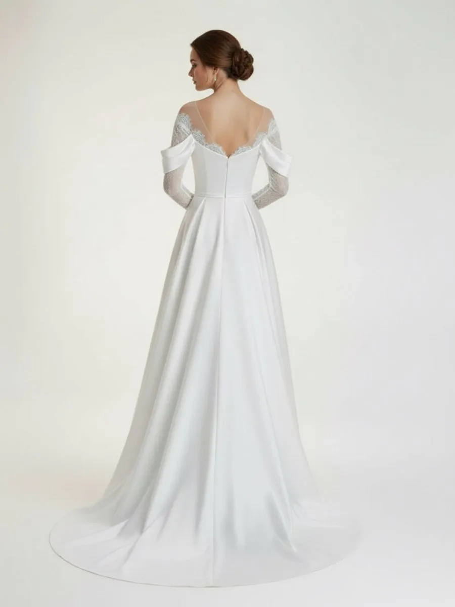 Mermaid Off-the-Shoulder Satin Lace Wedding Dress sold by KissProm product image thumbnail 2