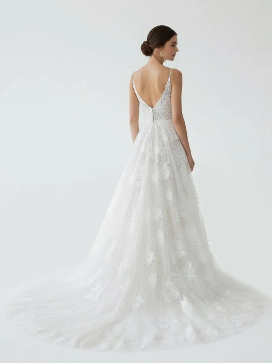 Boho White A-Line Lace Appliques Wedding Dress sold by KissProm product image thumbnail 2