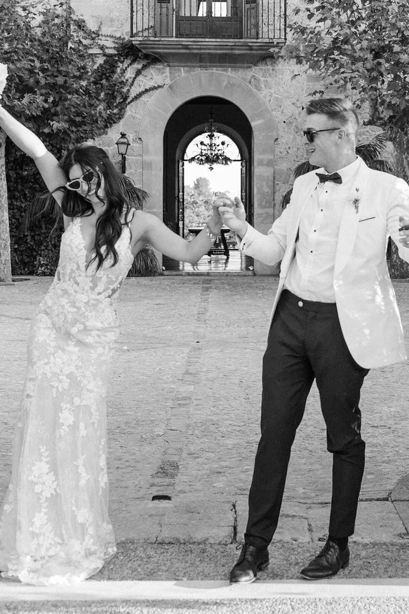 Mermaid V Neck Tulle Lace Sleeveless Ivory Wedding Dresses sold by KissProm product image thumbnail 3