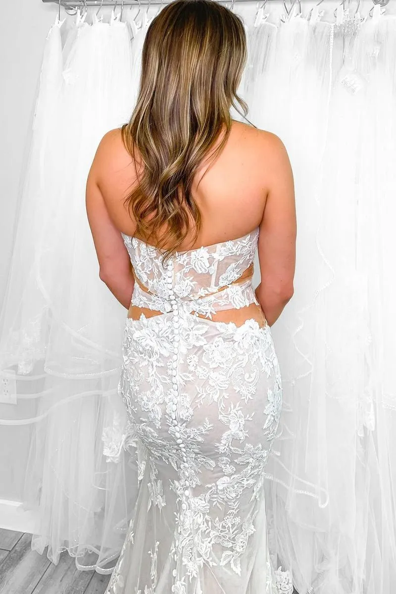 Elegant Mermaid Strapless Lace Appliques Wedding Dresses sold by KissProm product image thumbnail 3