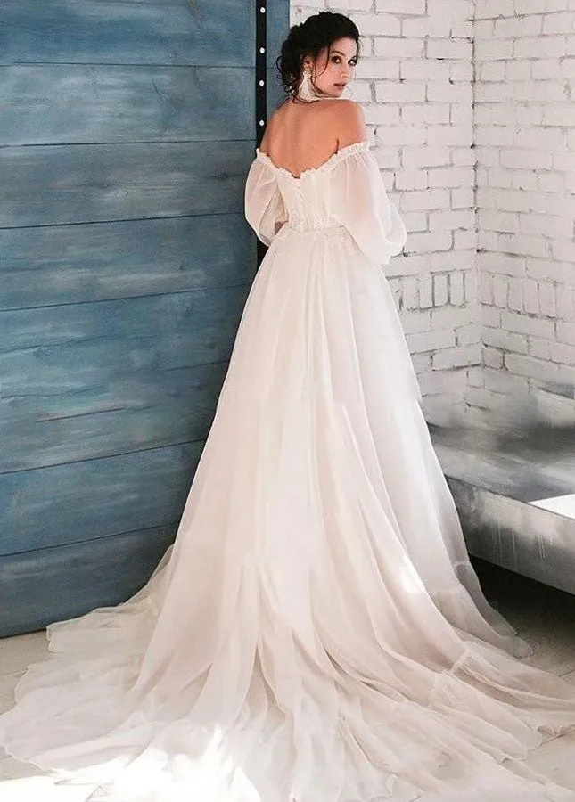 Pink Bohemian Unique Sweetheart Long-Sleeve Wedding Dresses sold by KissProm product image thumbnail 2