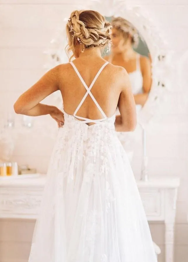 Boho Lace Wedding Dresses A Line Princess sold by KissProm product image thumbnail 5