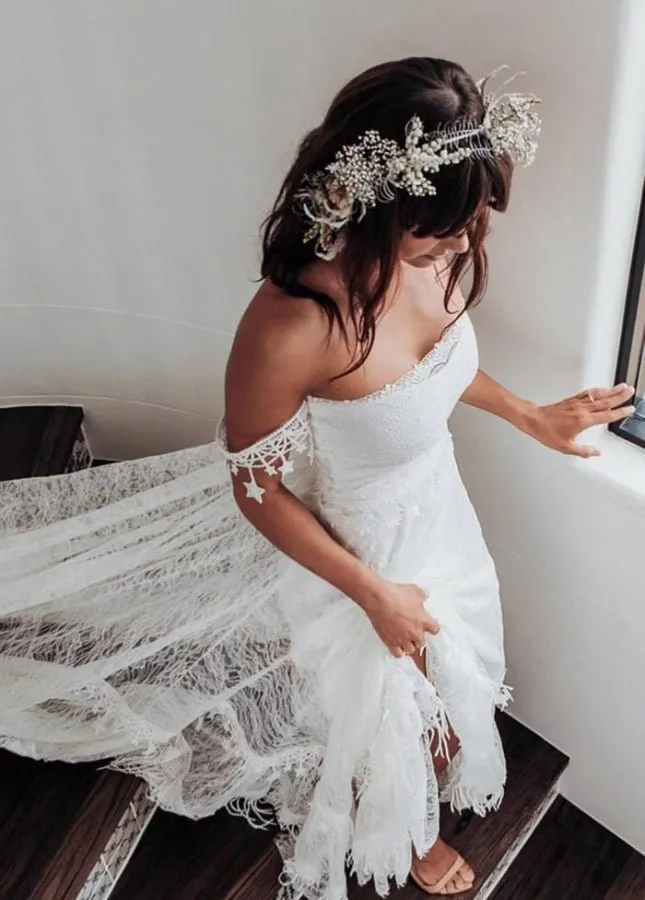 Bohemia Star tassel Chic Lace Wedding Dress sold by KissProm product image thumbnail 4