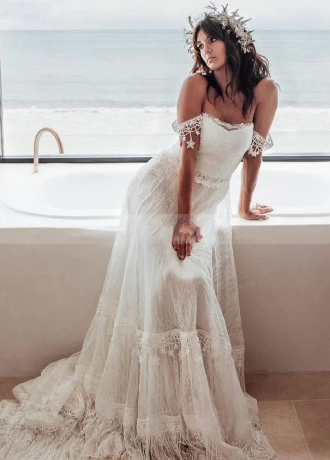 Bohemia Star tassel Chic Lace Wedding Dress sold by KissProm product image thumbnail 5