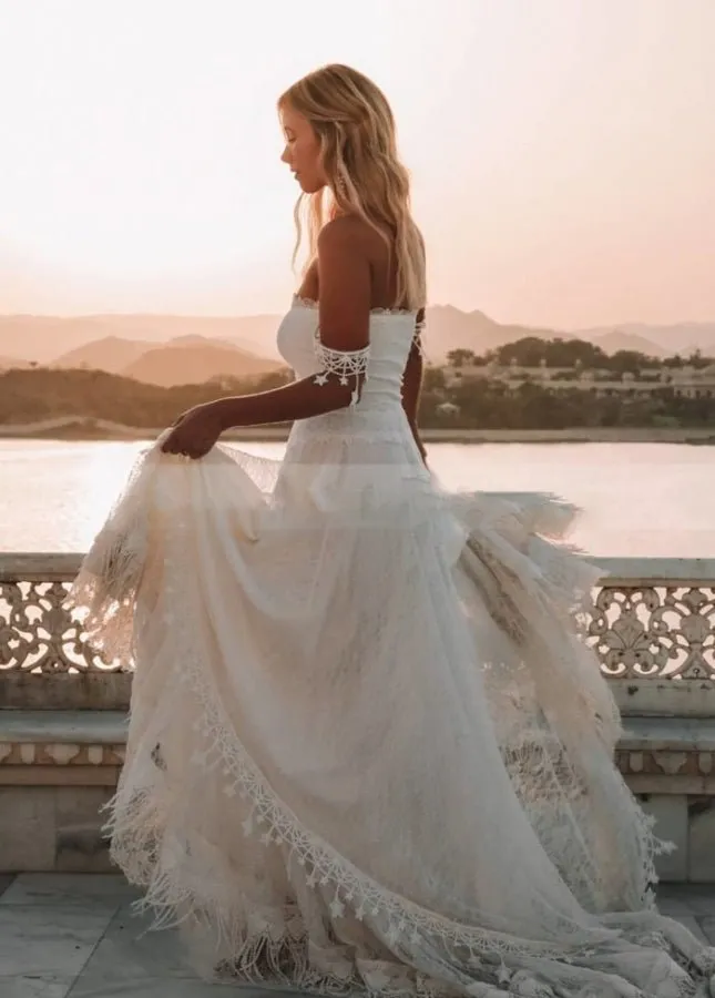Bohemia Star tassel Chic Lace Wedding Dress sold by KissProm product image thumbnail 3