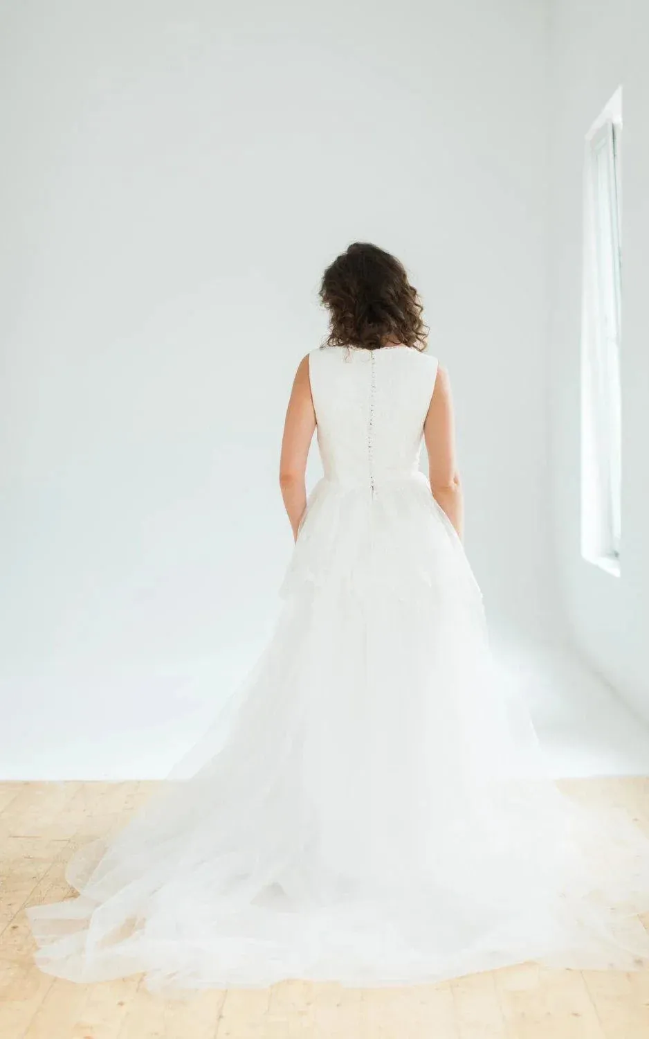 A-Line Sleeveless V-Neck Lace Satin Weddig Dress sold by KissProm product image thumbnail 5