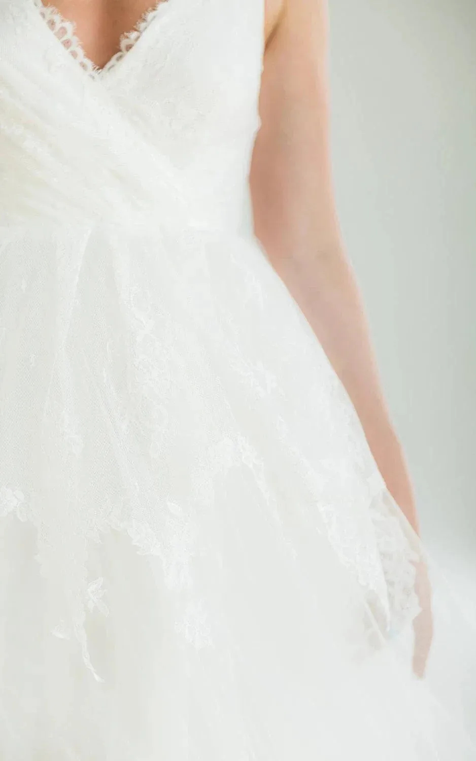 A-Line Sleeveless V-Neck Lace Satin Weddig Dress sold by KissProm product image thumbnail 2