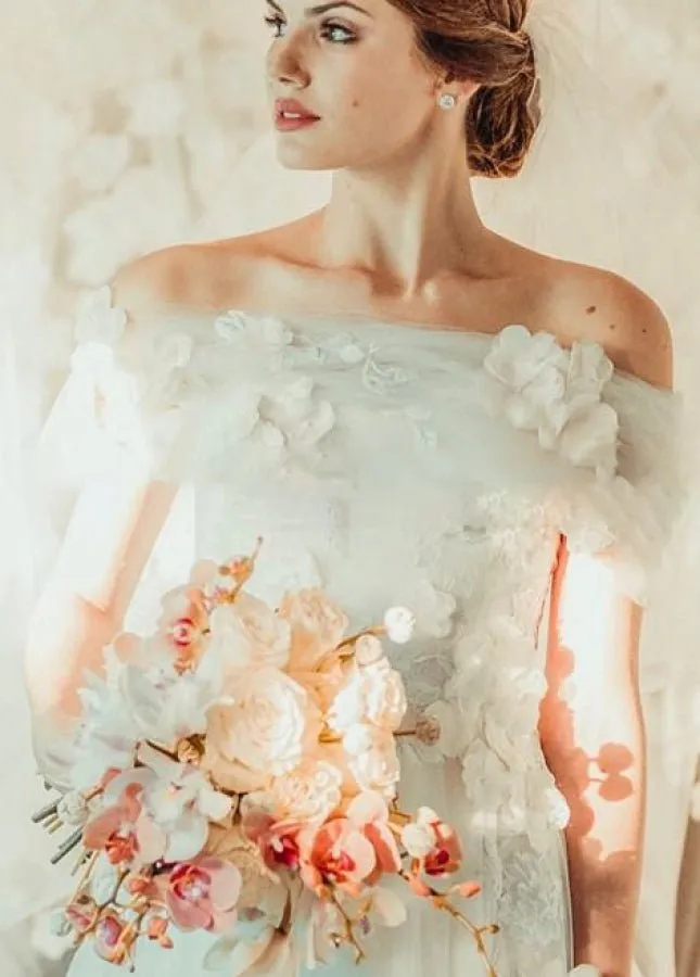 Appliques 3D Flowers Wedding Dresses Off-the-shoulder sold by KissProm product image thumbnail 5