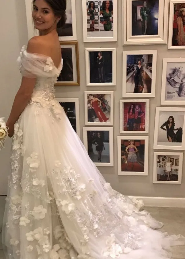 Appliques 3D Flowers Wedding Dresses Off-the-shoulder sold by KissProm product image thumbnail 2