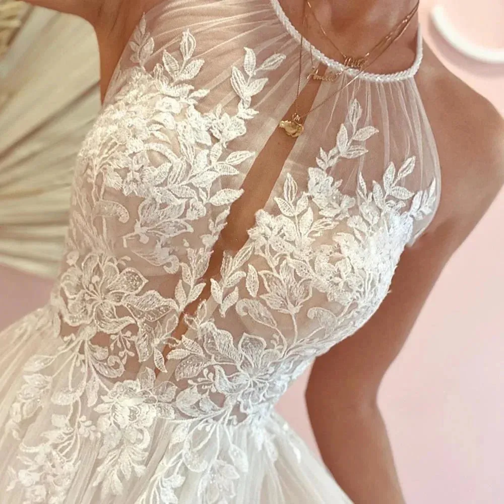 A-line Lace Tulle Wedding Dress Boho Style Online sold by KissProm product image thumbnail 2