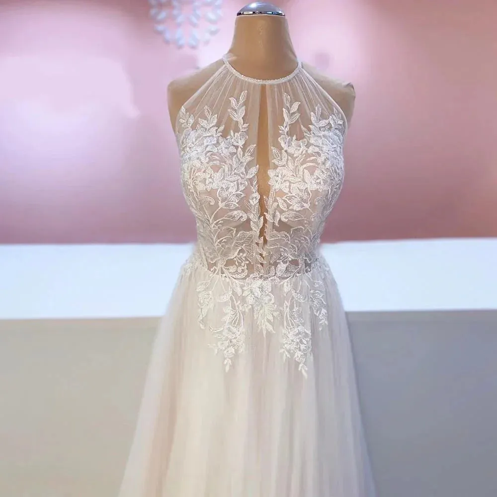A-line Lace Tulle Wedding Dress Boho Style Online sold by KissProm product image thumbnail 3