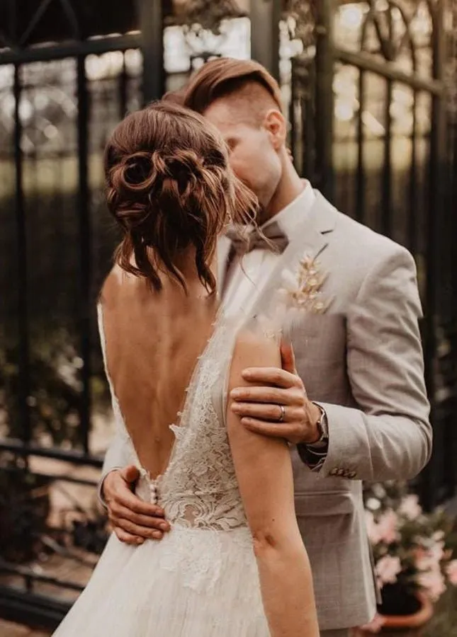 A Line V Neck Bohemian Wedding Dresses sold by KissProm product image thumbnail 2